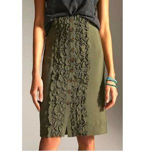 Maeve Ruffle-Front Midi Skirt by Anthropologie